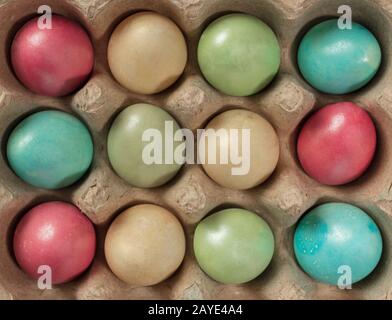 Happy Easter, colored eggs. Religious holiday. Stock Photo