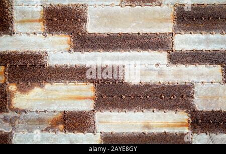 rusty welded plates of iron as a texture Stock Photo