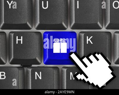 Computer keyboard with gift key Stock Photo