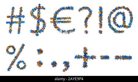 Symbols made of puzzle pieces - education concept Stock Photo