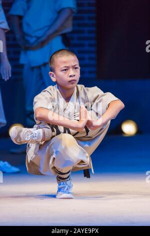 Luoyang, China - May 17, 2018: Kung fu show in Shaolin monastery Stock Photo