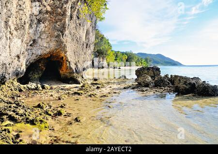 on the beach of coral rocks Kri Raja Ampat Indonesia Stock Photo