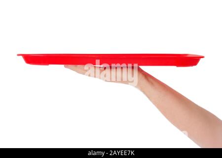 Hand with tray Stock Photo