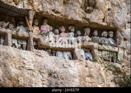 Tana Toraja, burial cave with human skeletons. Sulawesi, Indonesia ...