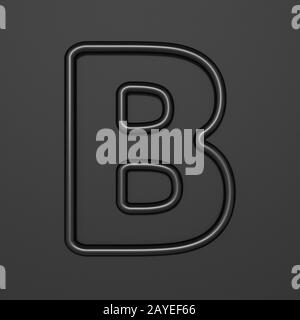 Black outline font Letter B 3D Stock Photo