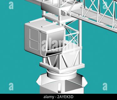 Crane on a construction site with boom and hook Stock Photo
