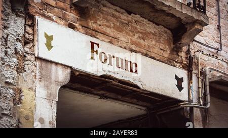 Street Sign to Forum Stock Photo