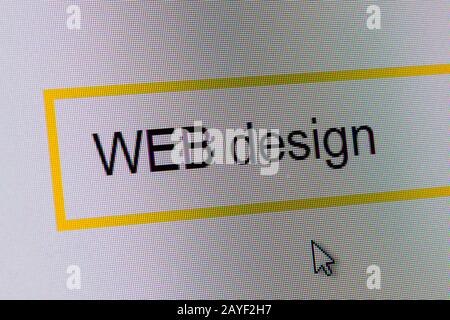 Words Web design in search bar on computer monitor Stock Photo