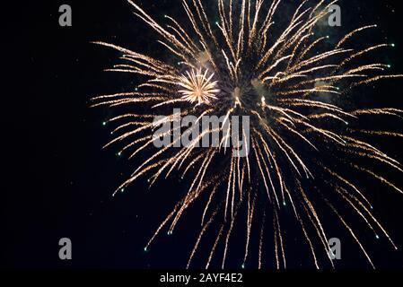 Frework lights over dark background Stock Photo