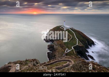 South Stack Lighthouse on Anglesey in North Wales. Stock Photo