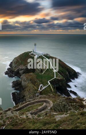 South Stack Lighthouse on Anglesey in North Wales. Stock Photo