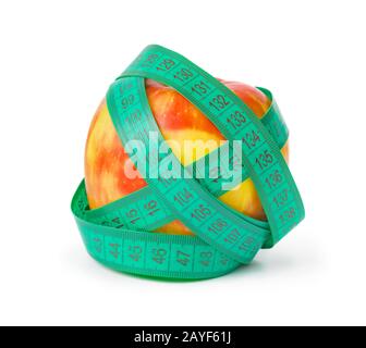 Apple and measuring tape Stock Photo