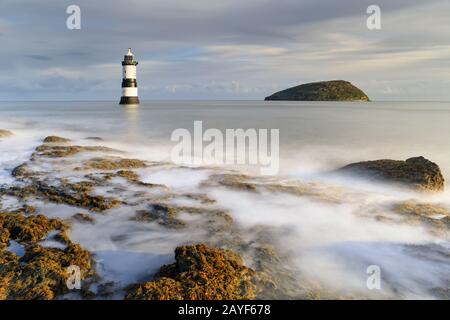 Penmon Lighthouse on Anglesey in North Wales Stock Photo