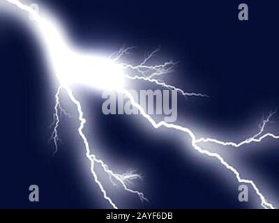 flashes of lightning in the night sky Stock Photo