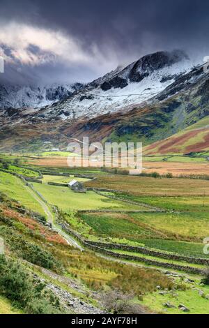 Nant Ffrancon Valley in the Snowdonia National Park Stock Photo