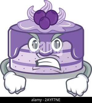 Blueberry cake cartoon character style having angry face Stock Vector