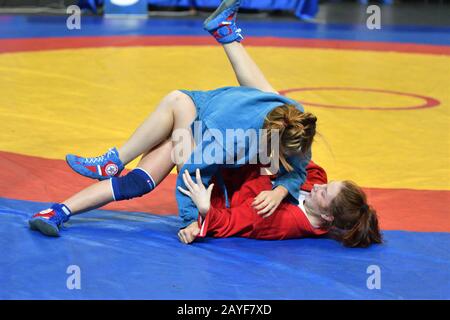 Orenburg, Russia - 29 October 2016: Girls competitions Sambo in the Championship of Russia in Sambo Stock Photo