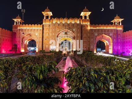 Ajmeri Gate in Jaipur, Rajasthan, India, night illuminated view Stock Photo