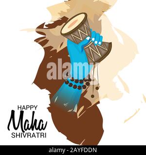 Vector illustration Of a Background for Hindu Festival Celebrate Of Shiva Lord,Happy Maha Shivratri with Hindi Text. Stock Photo