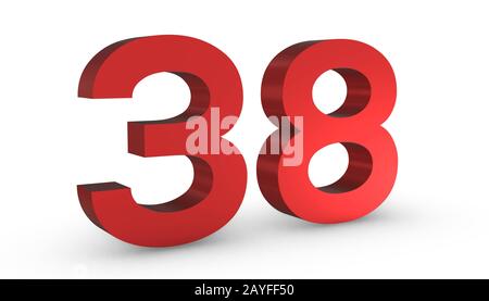 Numeral 38, Thirty Eight, Isolated On White Background, 3d Render