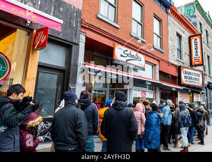 Montreal Quebec Canada December 29 2019: Schwartz's Deli Saint Laurent Boulevard Stock Photo