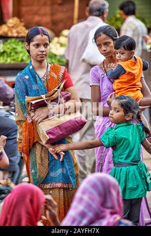 colorful streetlife  on market of Jodhpur, Rajasthan, India Stock Photo