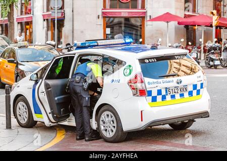 12 JULY 2018, BARCELONA, SPAIN: Police car in the street of Barcelona Stock Photo