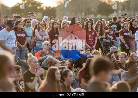 Parkland, Florida, USA. 14th Feb, 2020. People gather at Pine Trails Park in Parkland, in honor and commemoration of the 17 victims, two years after the shooting at Marjory Stoneman Douglas high school. Credit: Orit Ben-Ezzer/ZUMA Wire/Alamy Live News Stock Photo