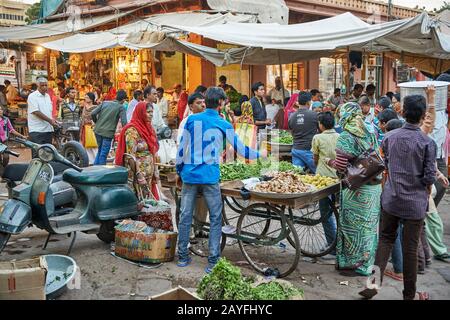 colorful streetlife  on market of Jodhpur, Rajasthan, India Stock Photo