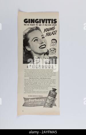 Magazine advertisement for toothpaste, 1940's Stock Photo - Alamy