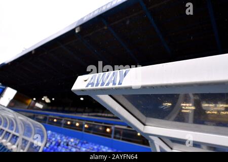 The away dug out during the Sky Bet Championship match at St Andrew's Trillion Trophy Stadium, Birmingham. Stock Photo