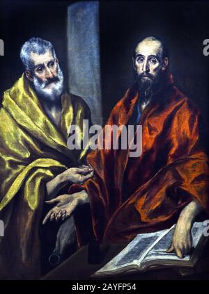 Saint Peter and Saint Paul 1600-1605 El Greco (Domenikos Theotokópoulos) 1541- 1614, 17th, century, Spain, Spanish, Greek, Greece. Stock Photo