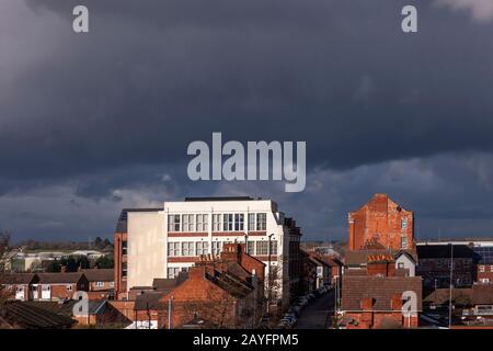 Rooftop view over Kettering from the carpark of the Newland Shopping Centre, Kettering, Northamptonshire, England, UK. Stock Photo