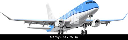 High detailed passenger airplane isolated on white background Stock Vector
