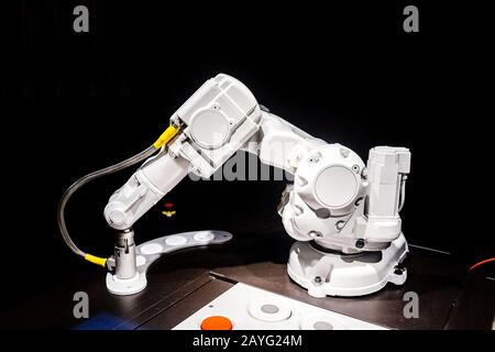 robot arm automated technology and industry concept Stock Photo
