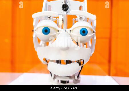 28 JULY 2018, BARCELONA, SPAIN: Emotion in robot face Stock Photo