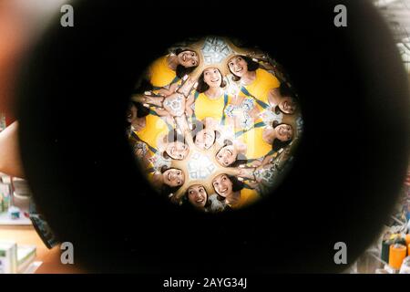 woman into a kaleidoscope Stock Photo