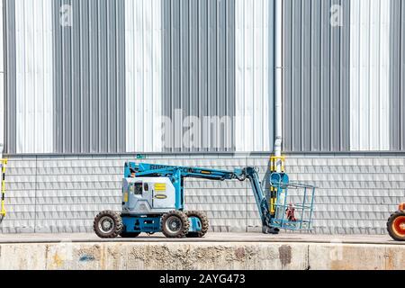 29 JULY 2018, BARCELONA, SPAIN: Telescopic elevator in industrial site Stock Photo