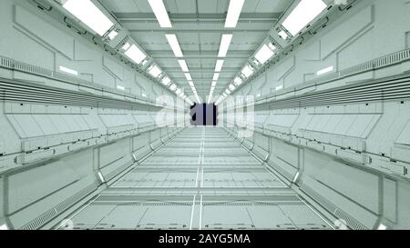 3d render. Futuristic spaceship scifi corridor architecture Stock Photo