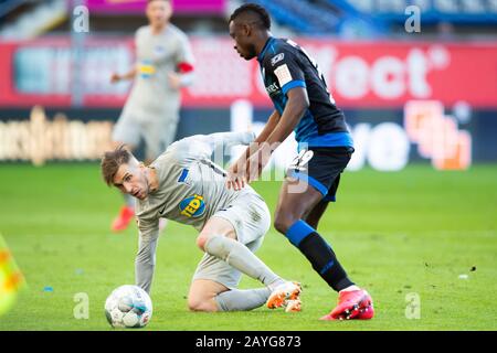 Duesseldorf, Germany. Paderborn, Deutschland. 15th Feb, 2020. firo: 15.02.2020, Fuvuball, 1.Bundesliga, season 2019/2020, SC Paderborn - Hertha BSC Berlin Peter Pekarik (Hertha BSC Berlin) in duels with -p29 | usage worldwide Credit: dpa/Alamy Live News Credit: dpa picture alliance/Alamy Live News Stock Photo