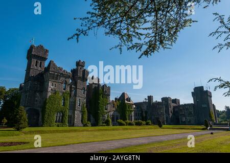 Ireland, Ashford Castle. It is an Irish manor, located near the village of Cong in County Galway. Stock Photo