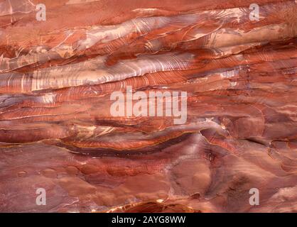 Rocks with colored layers in Petra in Jordan Stock Photo