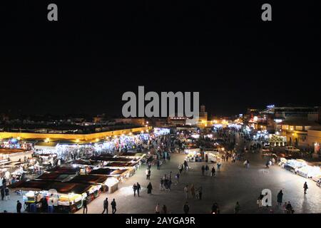 Place Jemaa el-FnaThis square is the emblem of the city and was classified a World Heritage Site by UNESCO. Stock Photo