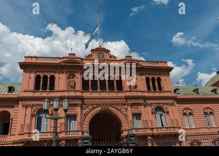 Detail of Casa Rosada (Presidential Palace) on Plaza de Mayo in Buenos Aires, Argentina. Stock Photo