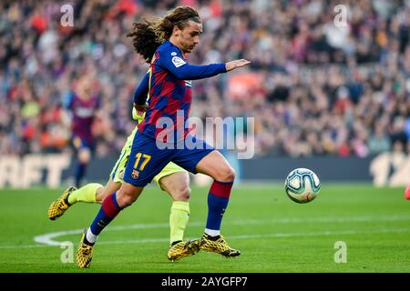 BARCELONA, SPAIN - FEBRUARY 15: Antione Griezmann of FC Barcelona during the Liga match between FC Barcelona and Getafe CF at Camp Nou on February 15, 2020 in Barcelona, Spain. Stock Photo