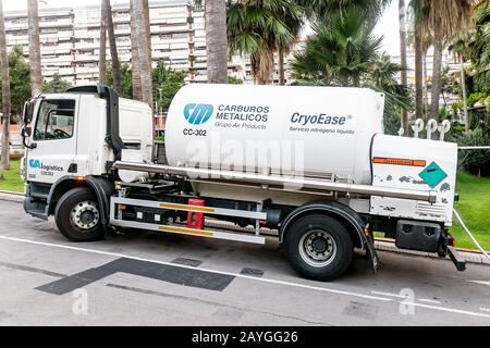 27 JULY 2018, BARCELONA, SPAIN: Chemical truck transport Stock Photo