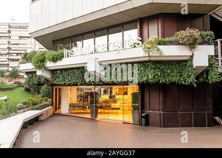 27 JULY 2018, BARCELONA, SPAIN: Skyscrapper eco building of the head office of Planeta DeAgostini publishing company Stock Photo