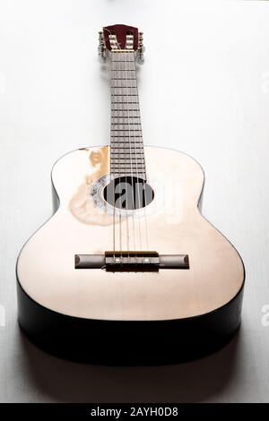 Six string acoustic guitar Stock Photo