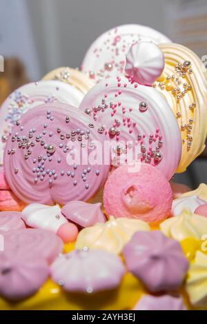 Candy bar. A big cake and sweets on the table Stock Photo