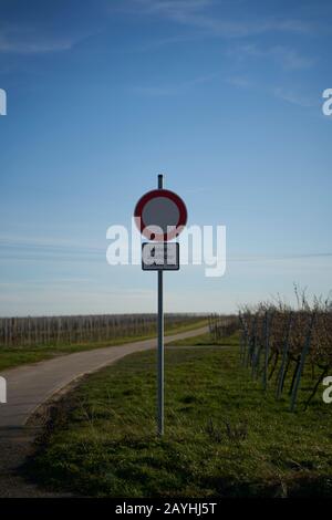 Street sign at the entrance of agriculture area in germany. Only agriculture vehicle allowed. Stock Photo